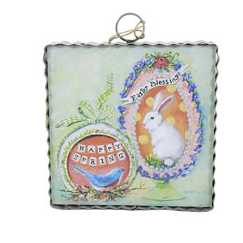 Round Top Collection Sugar Eggs Mini Gallery Print  -  One Mini Frame 7.0 Inches -  Easter Bunny Spring Bird  -  E22072  -  Wood  -  Green