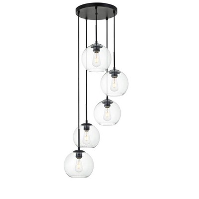 Elegant Lighting Baxter 5 Lights Black Pendant With Clear Glass