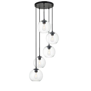 Elegant Lighting Baxter 5 Lights Black Pendant With Clear Glass - 1 of 4