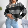 Coolmee Women's Fall Sweaters Casual Colorblock Knit Long Sleeve Crewneck Pullover Tunic Tops - 2 of 4