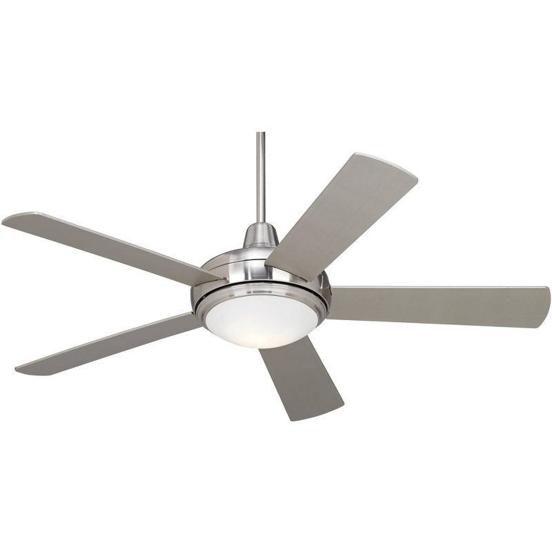 52" Casa Vieja Compass Modern Indoor Ceiling Fan with Dimmable LED Light Remote Control Brushed Nickel Silver for Living Room Kitchen House Bedroom, 1 of 9