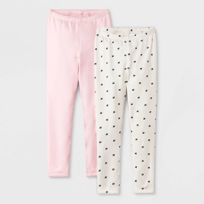 Girls' Adaptive 2pk Cozy Leggings - Cat & Jack™ Pink/cream Xs : Target
