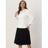INSPIRE CHIC Women's Button Decor Contrast Trim Peter Pan Collar Office Work Top - 4 of 4