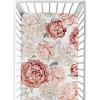 Sweet Jojo Designs Girl Fitted Crib Sheets Set Peony Floral Garden Pink Ivory and Green 2pc - 2 of 4