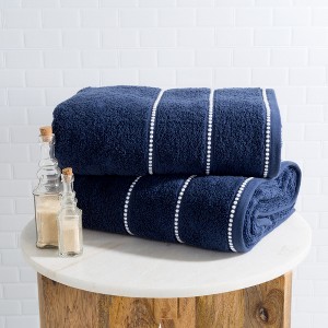 Hastings Home Luxury Zero Twist Cotton Towel Set – Navy, 2 Pieces - 1 of 4