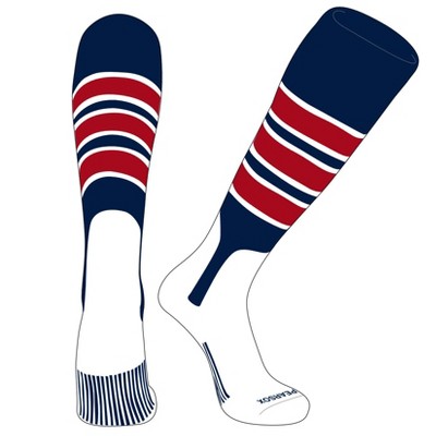 PEAR SOX OTC Baseball Softball Stirrup Socks (C, 7in) Navy, White, Red (XL)