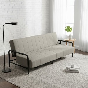 FurnitureR Convertible Folding Sofa Bed with Metal Armrests, Dual-Mode Reclining Backrest, Modern Sleeper Couch for Living Room, Guest Room, Apartment - 1 of 4