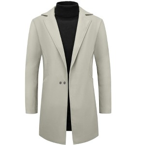 Lars Amadeus Men's Solid Color Notched Collar Winter Coats - 1 of 4