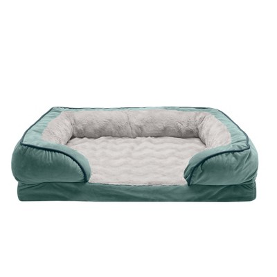 Celadon Green Large Orthopedic Velvet Sofa Dog Bed