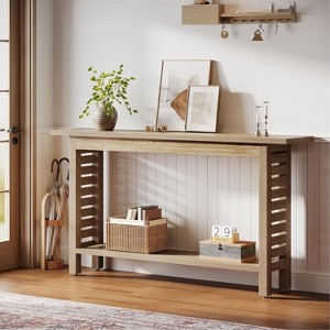 Tribesigns 2-Tier Farmhouse Console Table, Long Narrow Wood Grain Finish Entryway Table for Foyer, Hallway, Living Room,Oak - 1 of 4