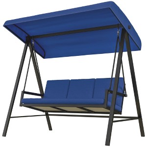 3-Person Patio Swing Chair, Outdoor Porch Swing with Adjustable Canopy, Removable Cushions for Garden - 1 of 4