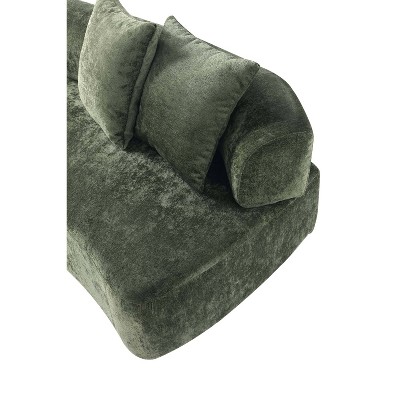 Olive Green Chenille 3-Piece Sofa and Accent Chairs Set