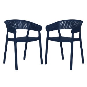 WestinTrends Playa Outdoor Modern Stackable Plastic Resin Patio Dining Armchair (Set of 2) - 1 of 4