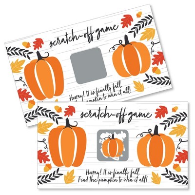 Big Dot of Happiness Fall Pumpkin - Halloween or Thanksgiving Party Game Scratch Off Cards - 22 Count