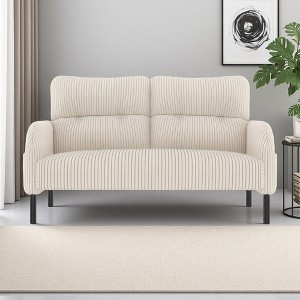 47.24" Corduroy Double Sofa with Side Pockets & Solid Wood Frame - 1 of 4