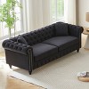 85.5" Velvet Chesterfield Sofa,Button Tufted 3-Seater Couch with Rolled Arms & 2 Cushions for Living Room or Apartment-Baofuwish - 3 of 4