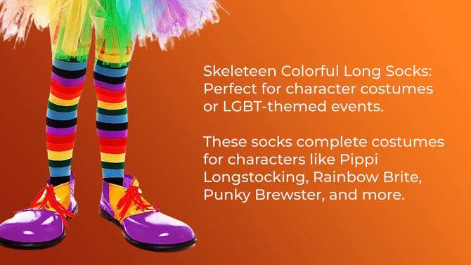Skeleteen Womens Striped Knee Socks Costume Accessory - Rainbow Colored, 2 of 8, play video