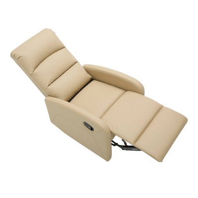 Beige Faux Leather Contemporary Recliner Chair