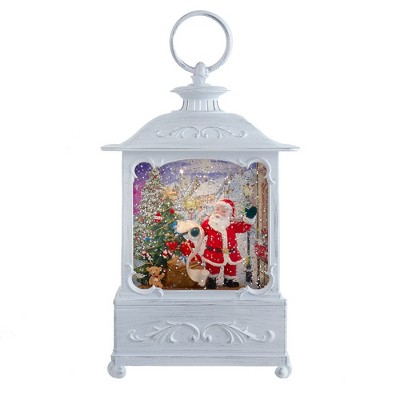 h 17cm, Battery Operated Brown Base Santa Claus Snow Globe Lantern, Warm  White LEDs