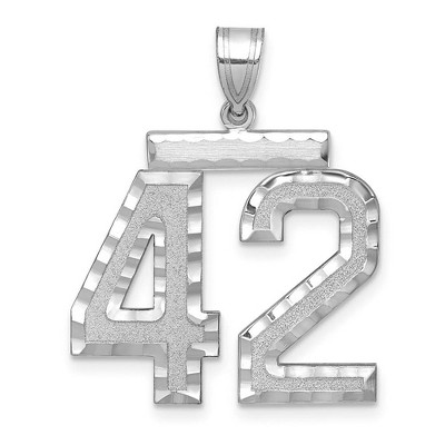 Black Bow Jewelry 14k White Gold, Varsity Collection, Large D/C Pendant, Number 42