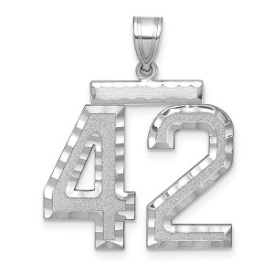 Black Bow Jewelry 14k White Gold, Varsity Collection, Large D/C Pendant, Number 42 - 1 of 3