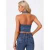 Allegra K Women's Zipper Up Collared Sleeveless Jean Halter Denim Top - image 3 of 4