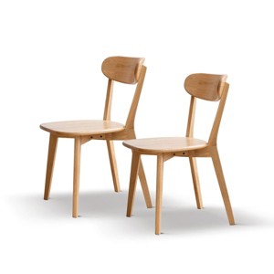Solid Wood Dining Chairs Set of 2,FAS Grade Oak Natural Wood Side Chairs for Kitchen/Dining Room-The Pop Home - 1 of 4