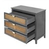 NicBex Natural Rattan 3 Drawer Cabinet Closet Organizers and Storage Dresser for Closet Chests of Drawers for Bedroom, Living Room, Gray - 3 of 4