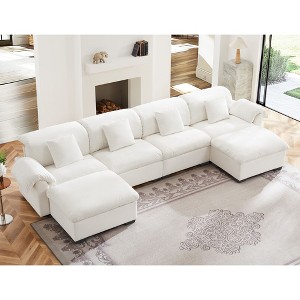 NicBex L-Shaped Sectional Sofa Large and Deep 3-Seat Sofa Couch with Storage Seats and Storage Ottomans, Modern Velvet Sofa with Soft Backrest - 1 of 4