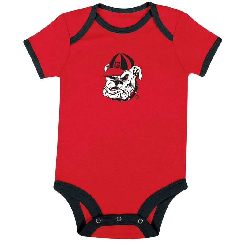 NCAA Georgia Bulldogs Infant Boys&#39; Short Sleeve 3pk Bodysuit Set, 2 of 5