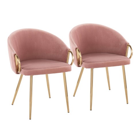 Pink velvet dining discount chairs with chrome legs