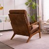 KTMBDW Mid-Century Accent Chair Modern Retro Leisure Chair with Oak Frame High Back Upholstered Single Sofa Armchair for Living Room, Bedroom - 3 of 4