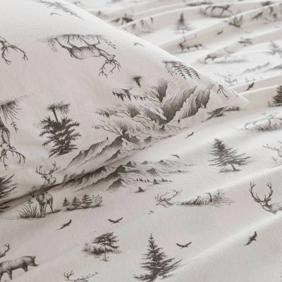 Gray Forest Cotton Flannel Queen Sheet Set