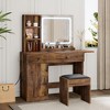 Whizmax Vanity Desk, Makeup Vanity with Adjustable LED Lighted Mirror, Vanity Table with Drawers, Cabinet, Shelf and Stool - 2 of 4