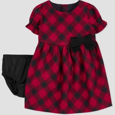 Image of Carter's Just One You® Baby Girls' Plaid Dress with Bow - Red 3M