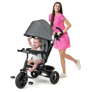 Infans 4-in-1 Baby Tricycle Toddler Trike w/ Reversible Seat, Canopy & Push Handle - 1 of 4