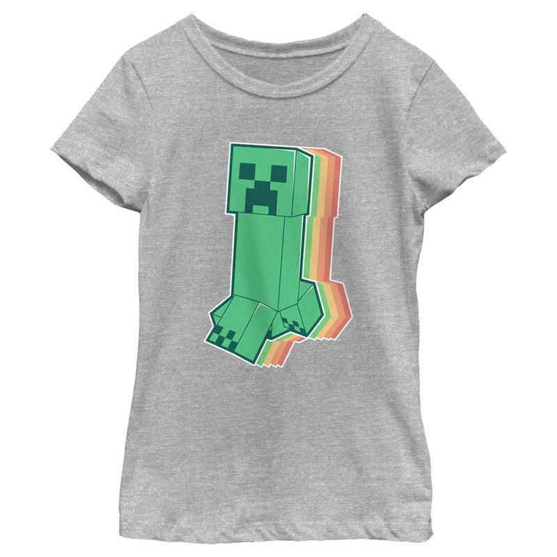 Girl's Minecraft Colorful Creeper T-Shirt, 1 of 6