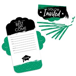 Big Dot of Happiness Green Grad - Best is Yet to Come - Fill-In Cards - Green Graduation Party Fold and Send Invitations - Set of 8 - 1 of 4