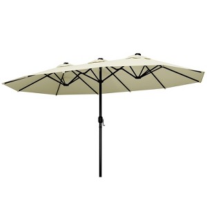 Maggift 15ft Large Patio Umbrella, Twin Umbrella Outdoor Patio, Double-Sided Rectangle Market Umbrella for Pool Lawn Garden, Off-White, 181.1" - 1 of 4