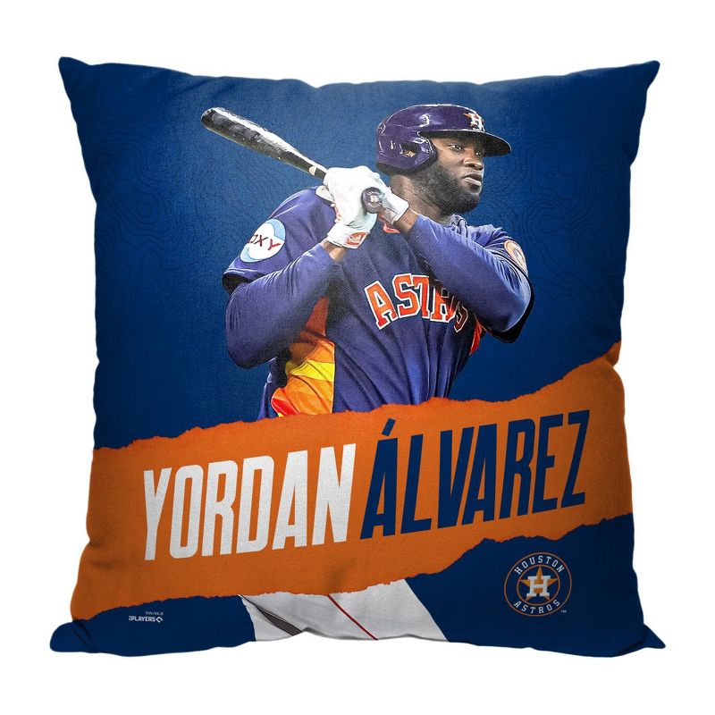 18&#34;x18&#34; MLB Houston Astros 23 Yordan Alvarez Player Printed Throw Decorative Pillow, 1 of 6