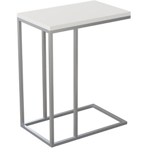 Safdie & Co. 19"L C-Shape Silver Metal Legs Accent Table in White - 1 of 3