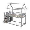 NicBex Twin Over Twin Bunk Bed with Roof Design and Guardrail and 3 Drawers,Loft Bed with Ladder and Shelves,Noise Reduced Bunk Beds for Bedroom - 2 of 4