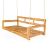 Okak Rustic Acacia Wood Porch Swing Bed,Twin Size Outdoor Bench Swing with 118-inch Ropes,Garden Swing for Patio,Backyard,Garden - 2 of 4