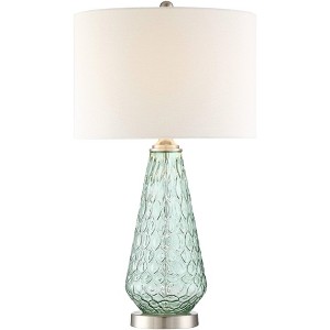 360 Lighting Julia Modern Table Lamp 26 1/2" High Green Glass White Drum Shade for Bedroom Living Room Bedside Nightstand Office Kids Family House - 1 of 4