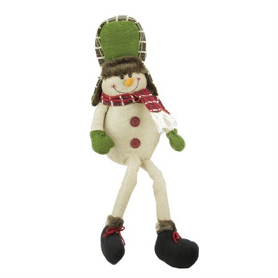 Gallerie II 25" Plush Plaid Snowman Hat Shelf Sitter Christmas Figurine