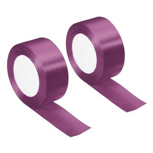 Unique Bargains Single Side Solid DIY Wrapping Decoration Roll Satin Ribbons 2 Pcs - 1 of 4