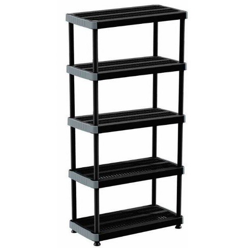 Black 5-Tier Plastic Garage Storage Shelving Unit (40 in. W x 72 in. H x 24 in. D)