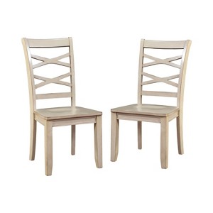 Set of 2 Emery Transitional Cross Back Side Dining Chair White - Sun & Pine