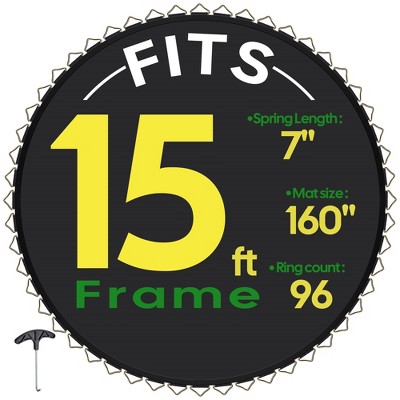 Yescom Trampoline Replacement Mat W/96V-Ring For 15" Trampoline Frame 7" Spring , UV Resistant 8 Row Stitch Jumping Mat