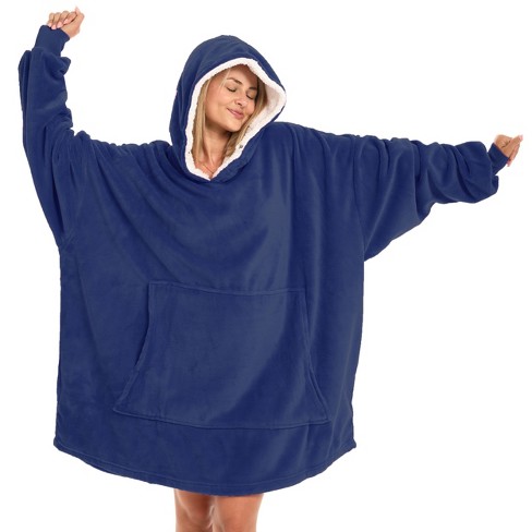 ADR Wearable Blanket Hoodie Adult Oversized Hoodies for Women Mens Oversized Hoodie Blankets Navy Blue Medium